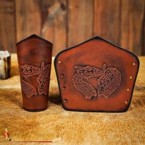 Fantasy Dragon Embossed Leather Bracers – Handcrafted Arm Guards for LARP, Cosplay & Medieval Costumes