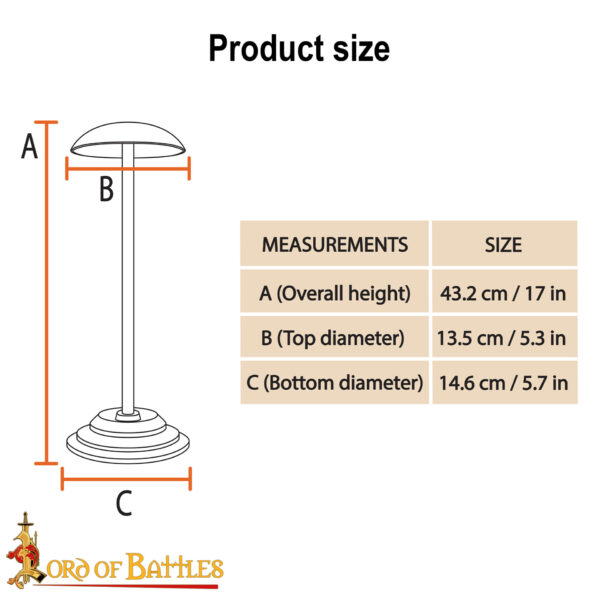 Handmade Iron 17" Tall Helmet Stand for Helmets without Aventail - Image 3