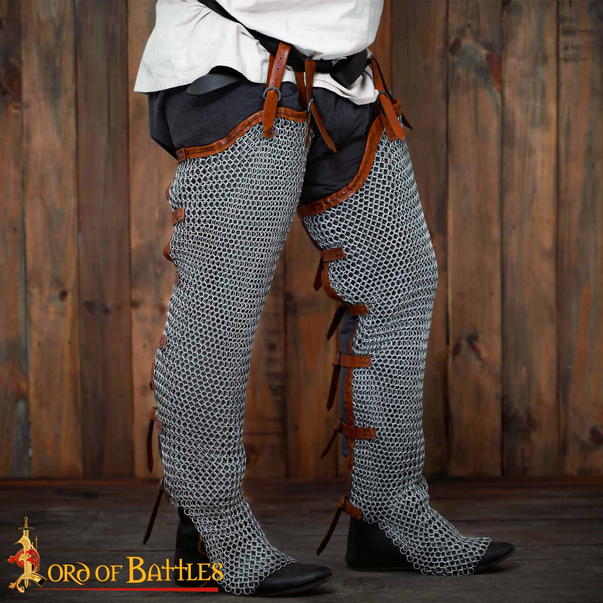 Medieval Chainmail Leggings 10mm 16g Gauge Mild Steel Butted-2401ZP