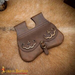 Medieval Leather Belt Pouch | 3 mm Thick Leather with Antique Brass Fittings (14th–15th Century Style)