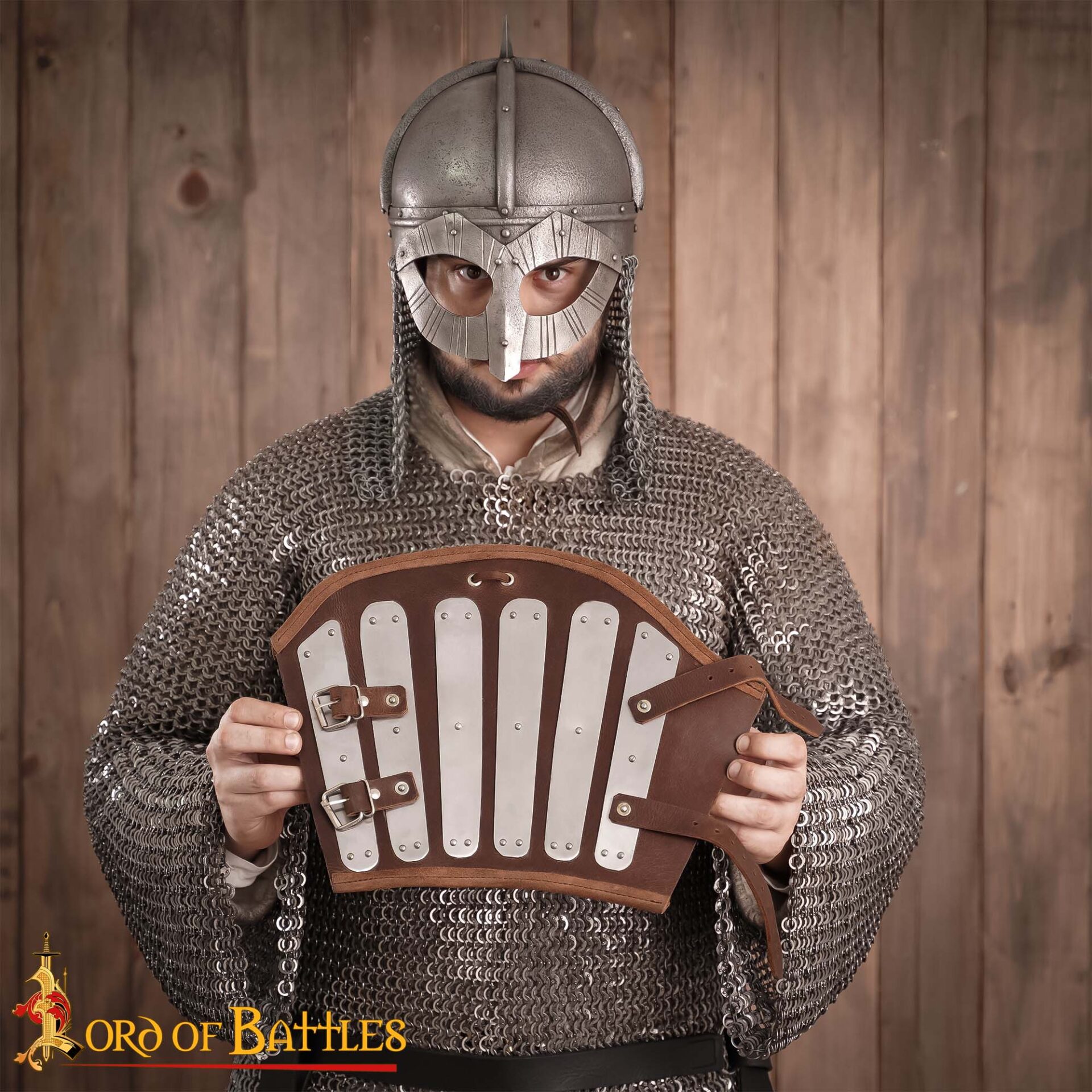 Medieval Splinted Steel-Braced Leather Vambraces-25917CBR 1