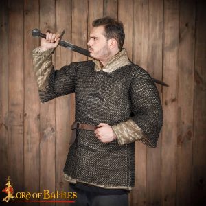 Round Ring Chainmail Medieval Haubergeon Half Sleeves | 10 mm Butted Mild Steel 16 Gauge