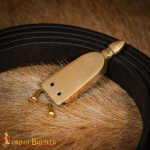 Medieval Pure Brass Belt Chape with Rivets