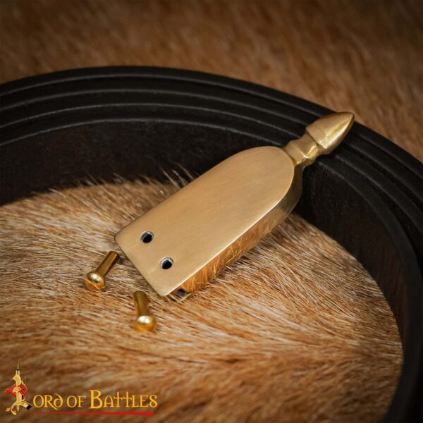 Medieval Pure Brass Belt Chape with Rivets