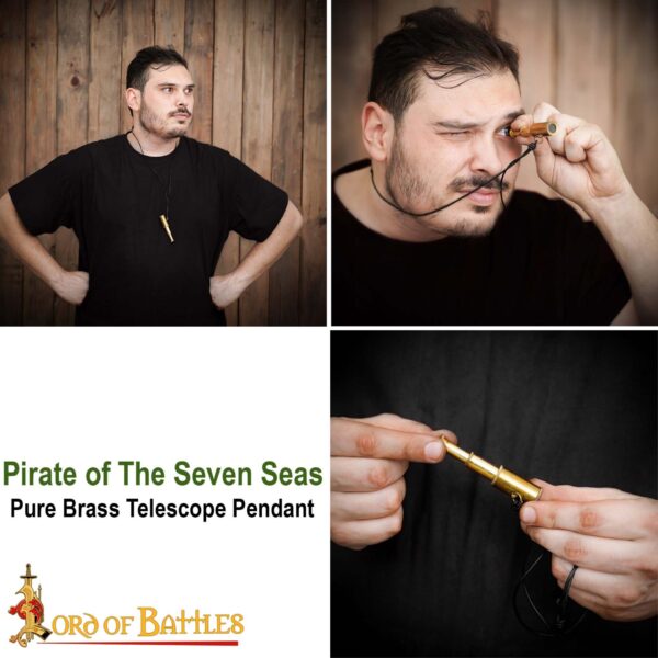 Pirate of the Seven Seas Pure Brass Telescope Pendant - Image 8