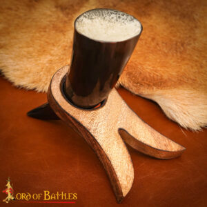 Handcrafted Genuine Wooden Horn stand with Suede Leather Lining