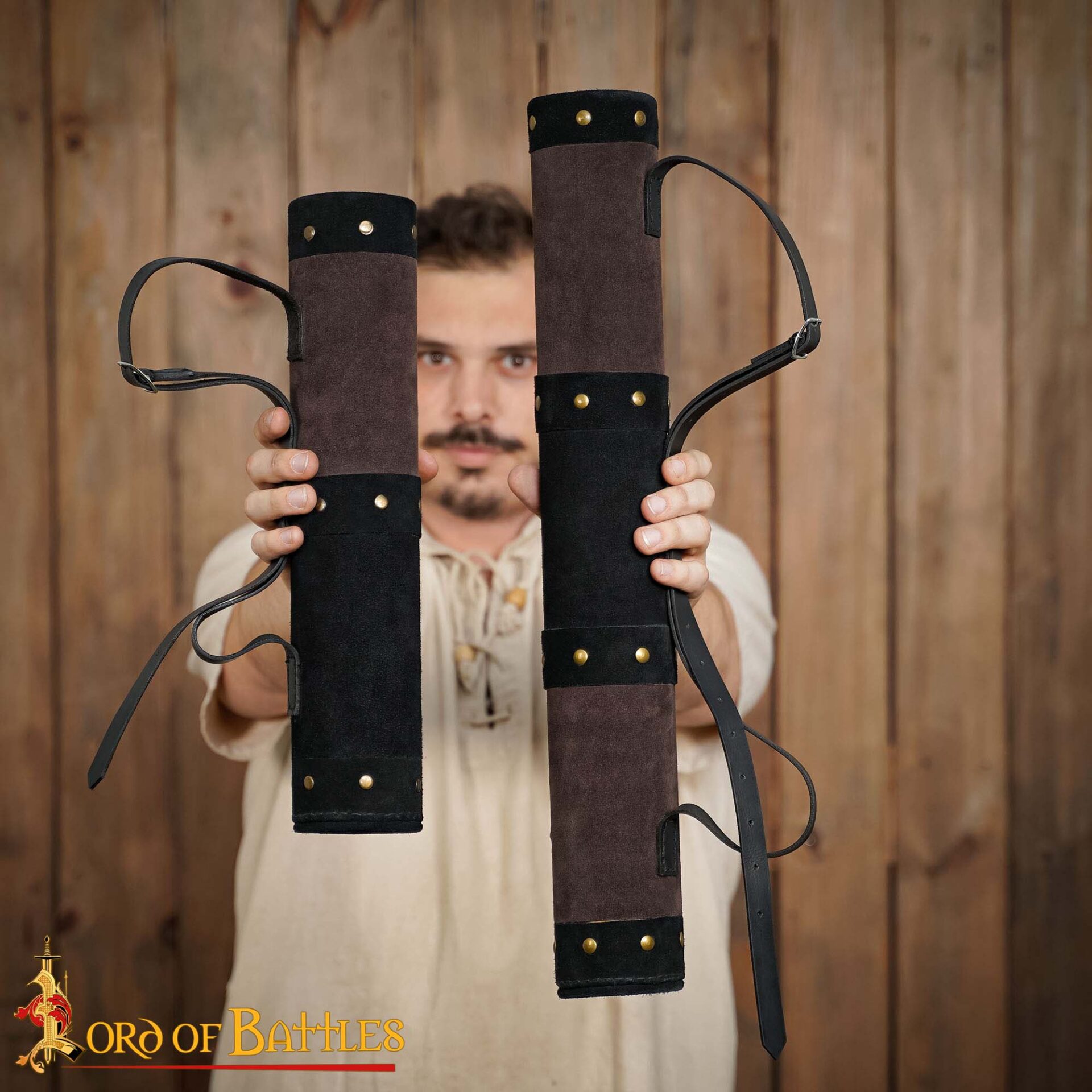 Medieval 14th Century Suede Leather Archery Quiver with Riveted Bands 26160BRL