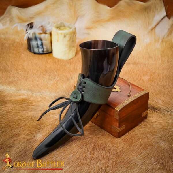 Handcrafted Genuine Leather Horn Holders for Drinking Horns - Image 2