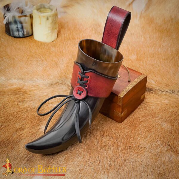 Handcrafted Genuine Leather Horn Holders for Drinking Horns - Image 9