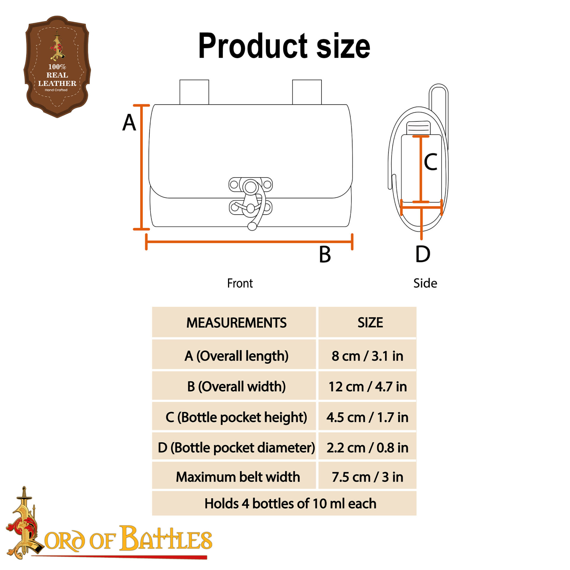 15th Century Leather Apothecary Pouch with Glass Bottles Medieval Herbalist Kit- 26250GR 2