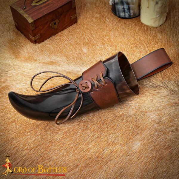Handcrafted Genuine Leather Horn Holders for Drinking Horns - Image 14