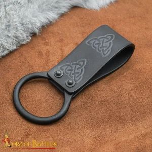 Viking Genuine Leather Axe Frog with Celtic Knotwork Design