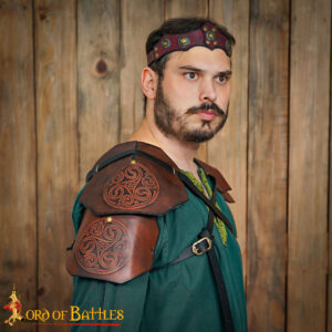 Northmen of the Woods Leather Pauldrons with Embossed Celtic Motifs