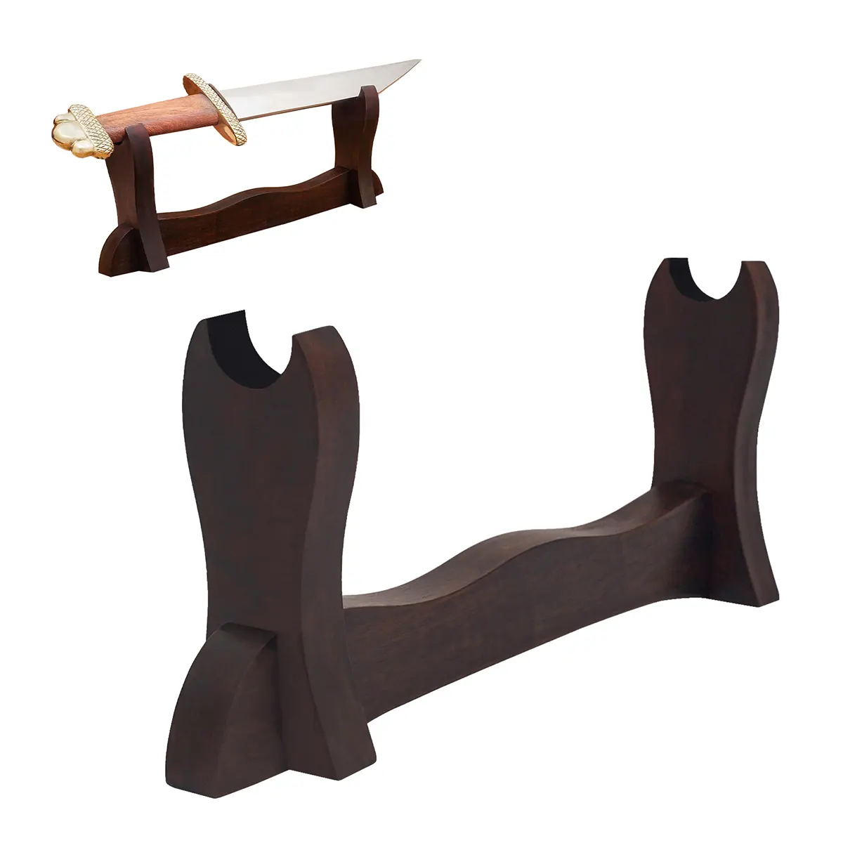 Medieval Wooden Sword Stand Single-Tier Tabletop Display Medieval Wooden Sword Stand Single-Tier Tabletop Display - Image 4