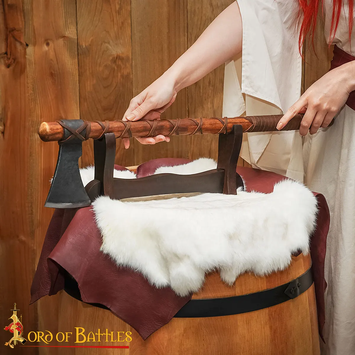 Medieval Wooden Sword Stand Single-Tier Tabletop Display Medieval Wooden Sword Stand Single-Tier Tabletop Display - Image 7