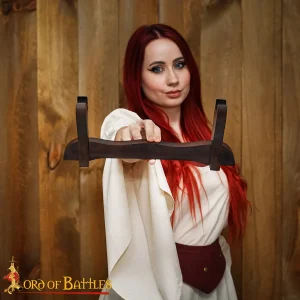 Medieval Wooden Sword Stand Single-Tier Tabletop Display