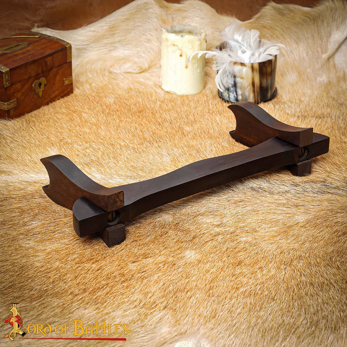 Medieval Wooden Sword Stand Single-Tier Tabletop Display Medieval Wooden Sword Stand Single-Tier Tabletop Display - Image 6