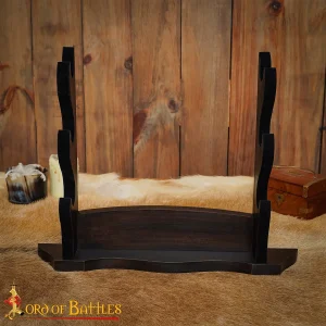 Triple Tier Handcrafted Genuine Hardwood Axe / Sword Stand