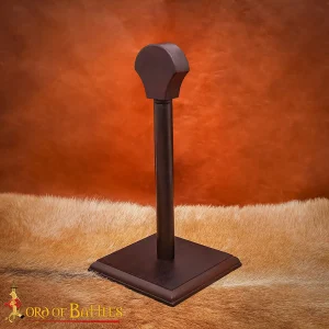 Viking & Medieval Helmet Stand – Hardwood Display , Handcrafted Dark Polish