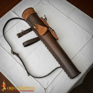 Handcrafted Genuine Leather Quiver with Suede Pouches for Arrowheads