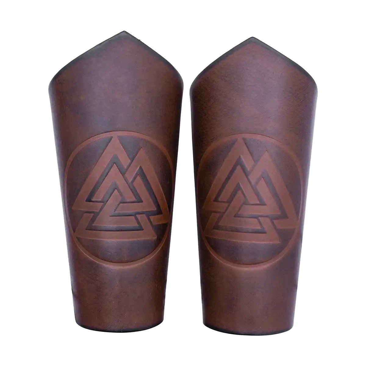 Warrior of the Realm Genuine Leather Bracers with Viking Valknut Symbol Warrior of the Realm Genuine Leather Bracers with Viking Valknut Symbol - Image 4