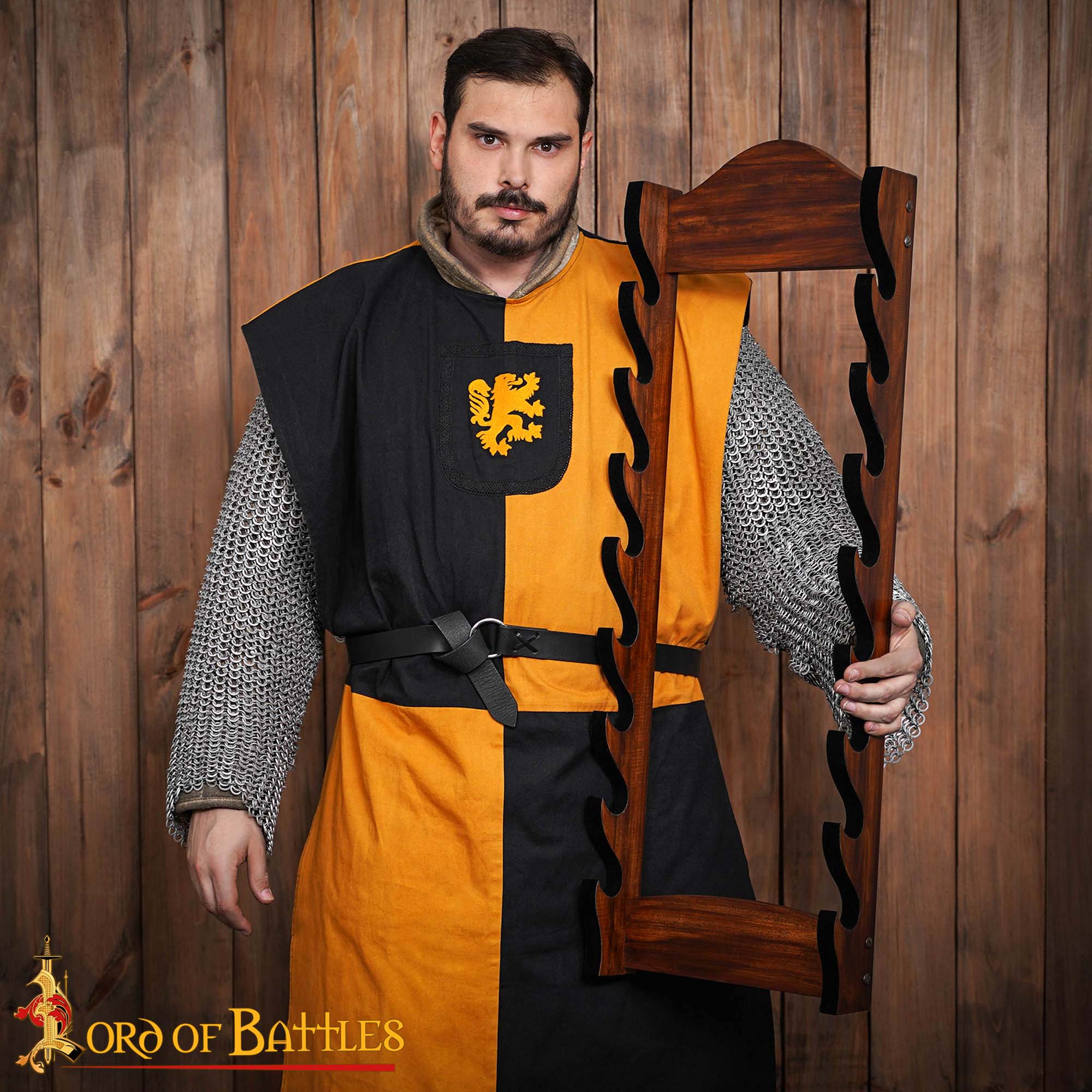 Eight Tier Handcrafted Genuine Hardwood Sword and Axe Stand-26154 1