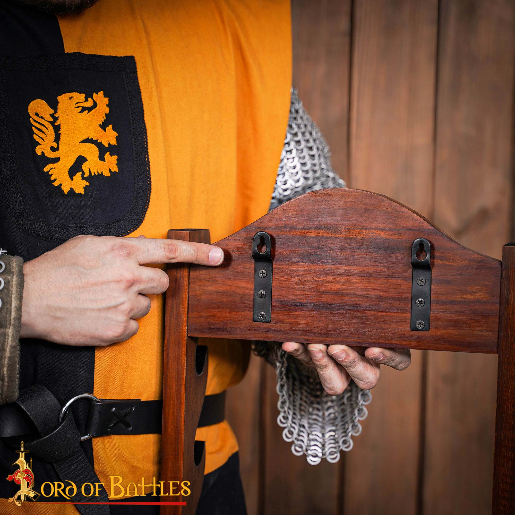 Eight Tier Handcrafted Genuine Hardwood Sword and Axe Stand-26154 6