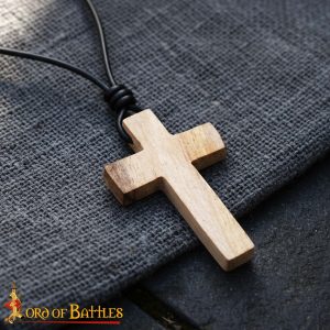 Holy Cross Wooden Pendant & Genuine Leather Cord – Medieval & Crusader Inspired