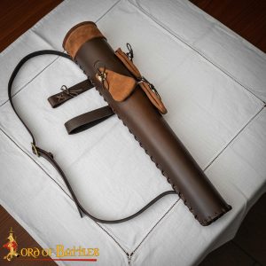 Handcrafted Genuine Leather Quiver with Suede Pouches for Arrowheads