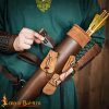 Medieval Leather Quiver with Suede Pouches Archery Arrow Holder with Adjustable Straps Brass Buckles - 26184CBR 6