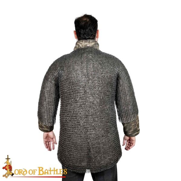 Flat Ring Chainmail Medieval Half Sleeves Shirt Haubergeon, Riveted and Alternating, ID 9 mm, Stainless Steel - Image 6