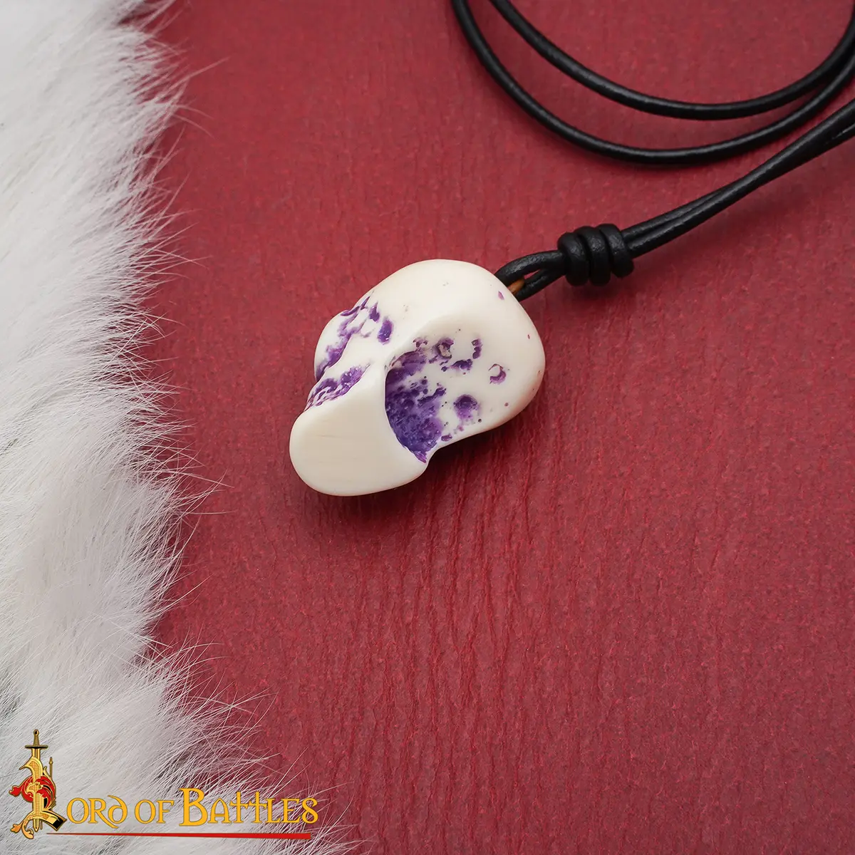 Hand Carved Bone Skull Pendant with Adjustable Genuine Leather Cord - Image 8