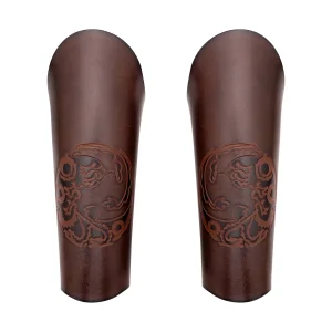 Three Headed Dragon Design Genuine Leather Bracers