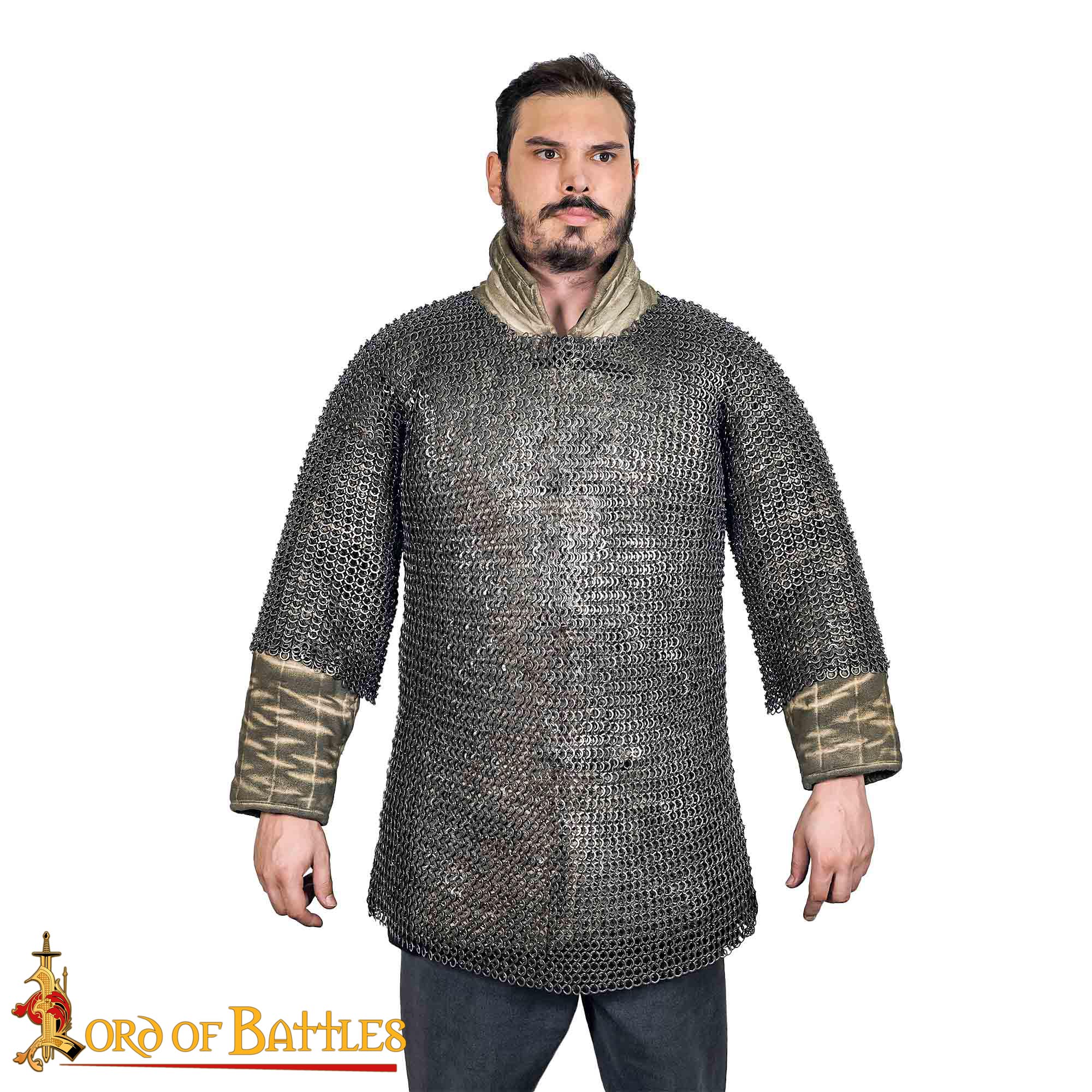 Chainmail Haubergeon Stainless Steel, Half Sleeves, 9 mm 18 Gauge Flat Ring Round Riveted with Alternate Flat Solid Rings - 184N 3