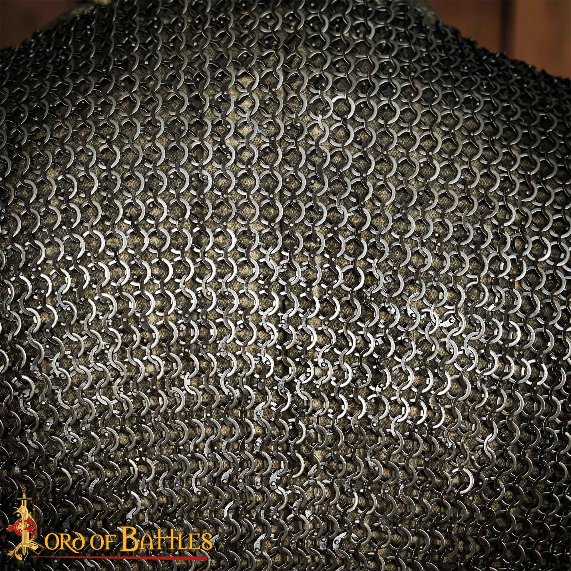 Chainmail Haubergeon Stainless Steel, Half Sleeves, 9 mm 18 Gauge Flat Ring Round Riveted with Alternate Flat Solid Rings - 184N 4