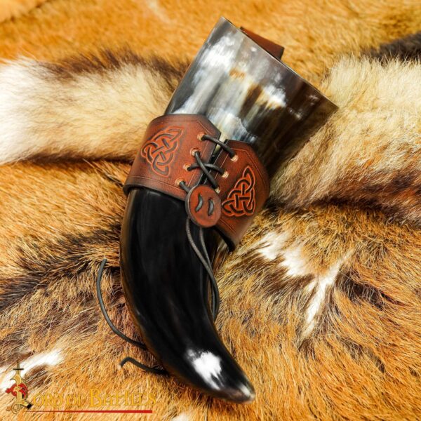 Handcrafted Horn Holder with Embossed Celtic Knot Design - Image 2