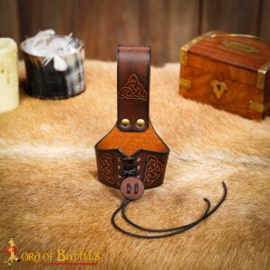 Handcrafted Horn Holder with Embossed Celtic Knot Design