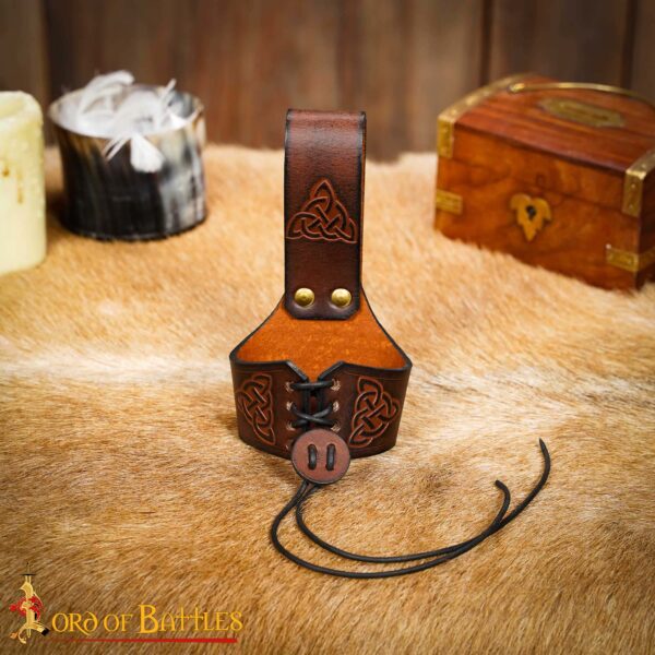 Handcrafted Horn Holder with Embossed Celtic Knot Design