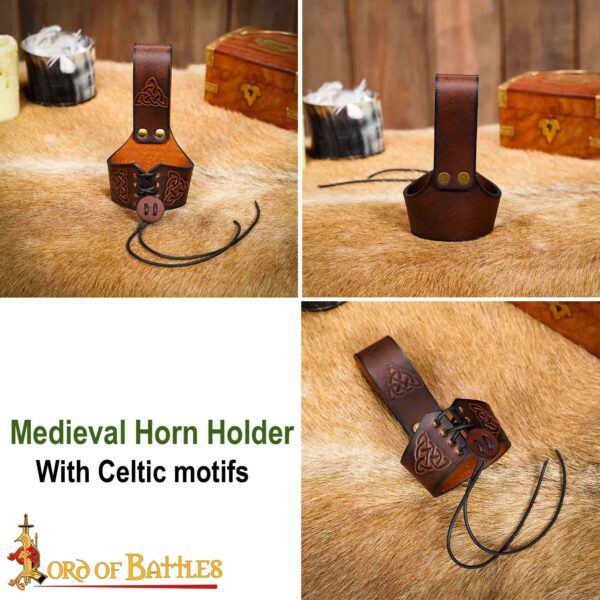 Handcrafted Horn Holder with Embossed Celtic Knot Design - Image 12