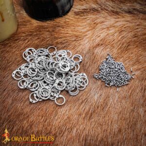 Aluminium Loose Rings, Flat Rings with Dome Rivets, 10 mm 16 gauge, Craft and Repair Chainmail Armour