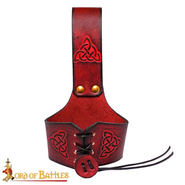 Celtic Knotwork Leather Drinking Horn Holder – Adjustable Viking Belt Holster in Multiple Colors & Sizes - Image 16