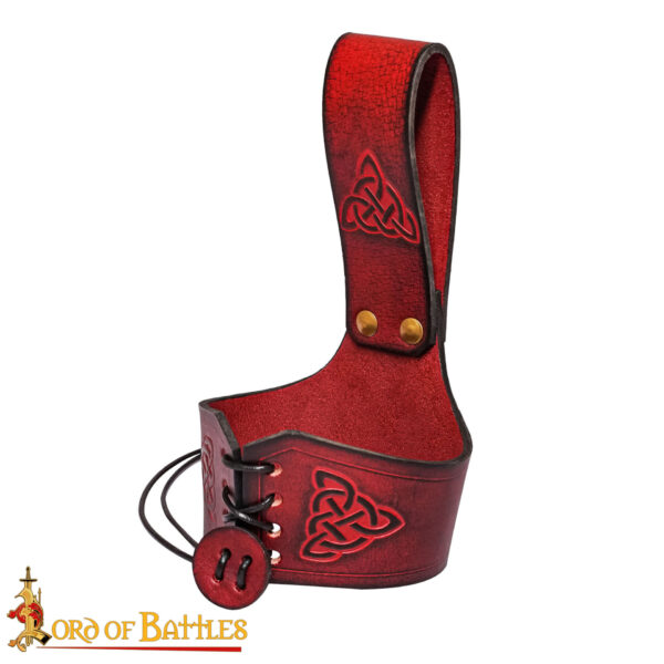 Celtic Knotwork Leather Drinking Horn Holder – Adjustable Viking Belt Holster in Multiple Colors & Sizes - Image 15