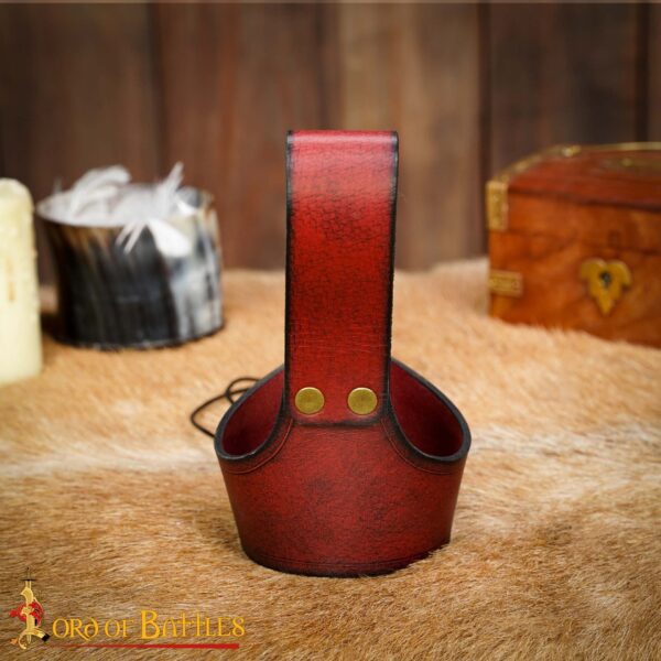 Celtic Knotwork Leather Drinking Horn Holder – Adjustable Viking Belt Holster in Multiple Colors & Sizes - Image 11