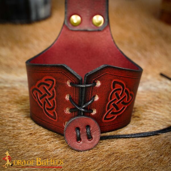 Celtic Knotwork Leather Drinking Horn Holder – Adjustable Viking Belt Holster in Multiple Colors & Sizes - Image 13