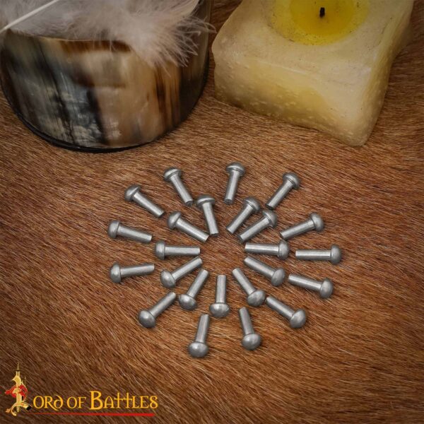 12th–16th Century Medieval Round Head Steel Rivets – Dome Rivet Set for Armor and Chainmail Pack of 25 26290 25Pcs 5
