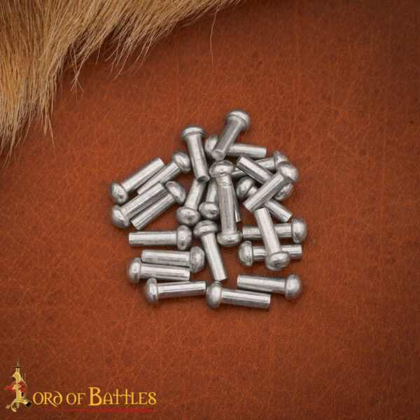 12th–16th Century Medieval Round Head Steel Rivets – Dome Rivet Set for Armor and Chainmail Pack of 25 26290 25Pcs