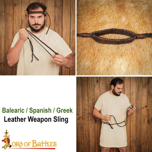 Balearic Roman Greek Sling Genuine Leather Braided Cords - Image 7