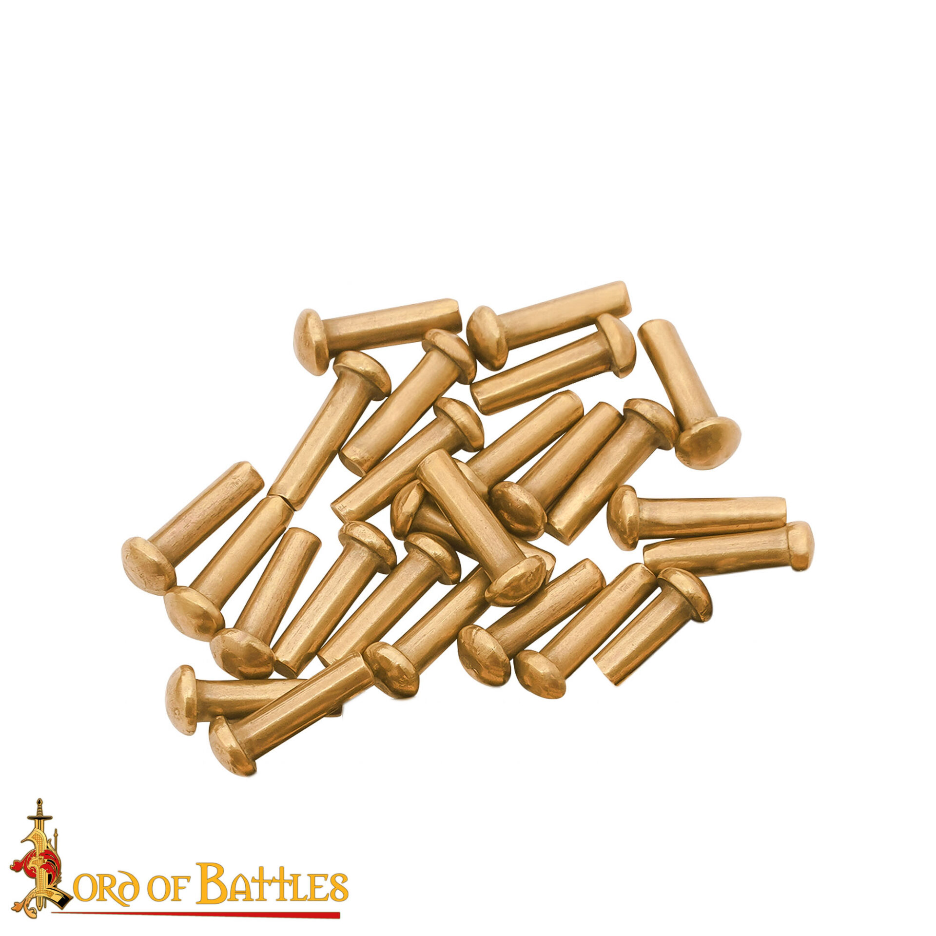 14th–16th Century Medieval Solid Brass Round Head Rivets – 25 Piece Set for Leathercraft, Armor Repair, Historical Reenactment, and Costume Hardware-25775-25Pcs 3