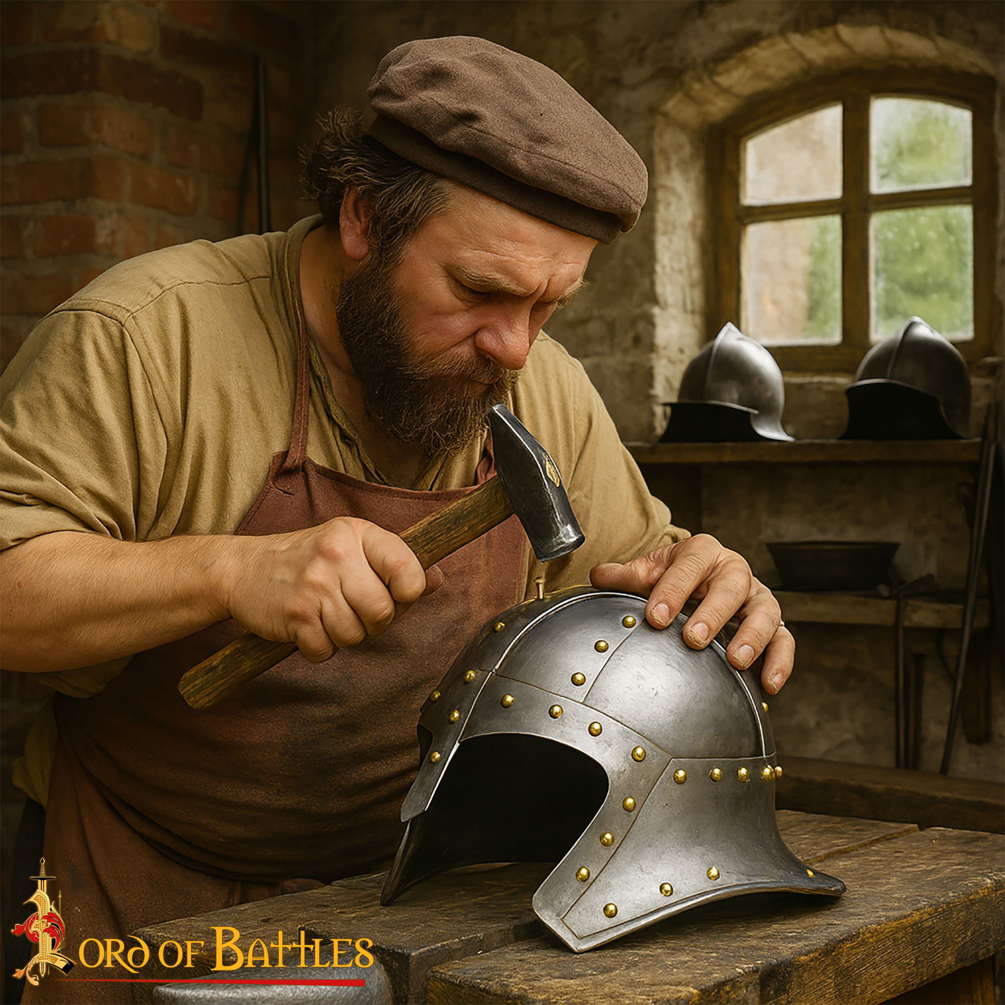 14th–16th Century Medieval Solid Brass Round Head Rivets – 25 Piece Set for Leathercraft, Armor Repair, Historical Reenactment, and Costume Hardware-25775-25Pcs