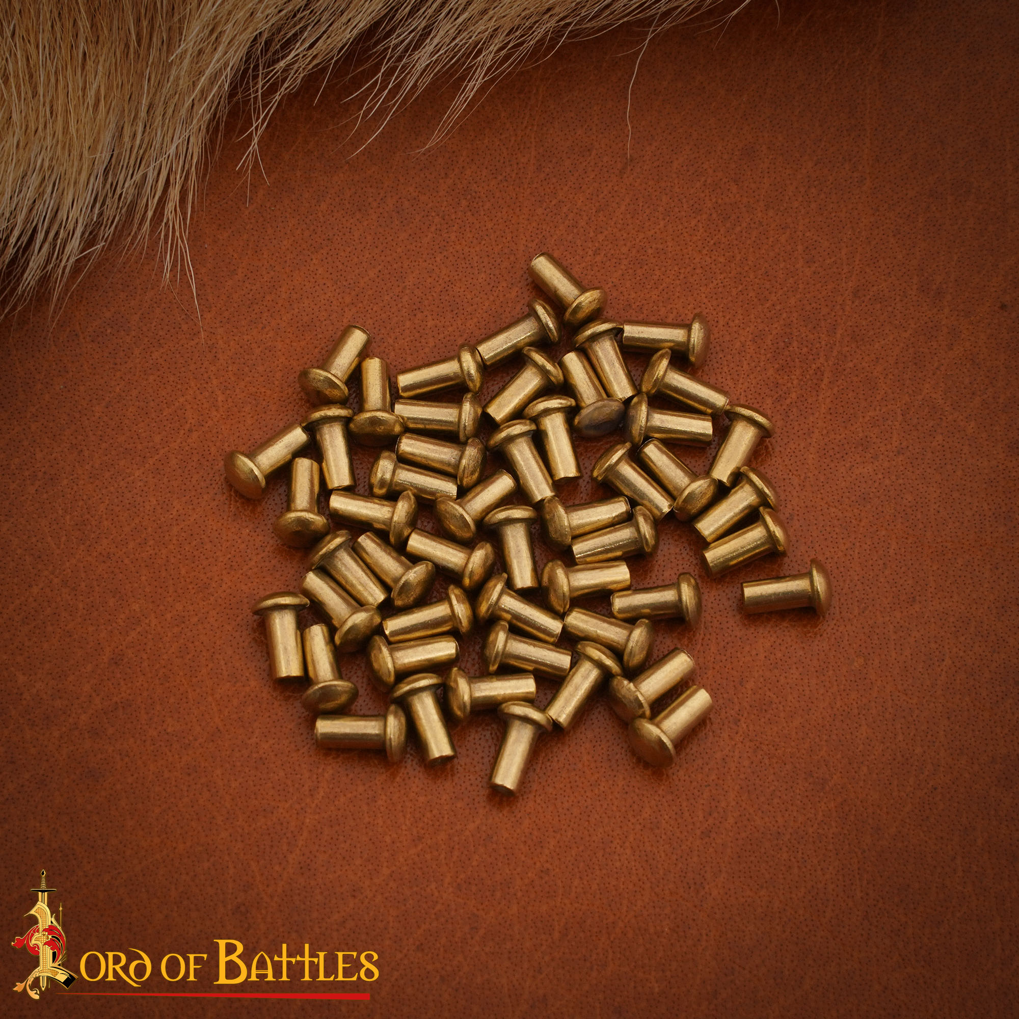 14th–16th Century Medieval Solid Brass Round Head Rivets – 25 Piece Set for Leathercraft, Armor Repair, Historical Reenactment, and Costume Hardware-26282-25PCS